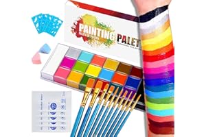 BETYBOPT Visage Corps Peinture,Palette de Maquillage pour Enfants,20 Couleurs Peinture à l'huile Pro Flash Tatouage Palette,Body Painting,Sûr,Non Toxique,Kit Corporelle Halloween,Noël,Soirées