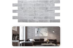 Grace Baltic - Paneles de pared 3D para decoración de pared interior no adhesivos, finos y elásticos, de PVC, ladrillo sintético gris claro, paquete de 10 (53 pies cuadrados)