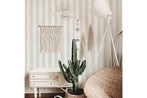 VANISA Lámina adhesiva autoadhesiva para pared, 40 x 1000 cm, color blanco y beige, lámina decorativa resistente al agua, para muebles, decoración de rayas, vinilo para dormitorio, sala de estar, cocina