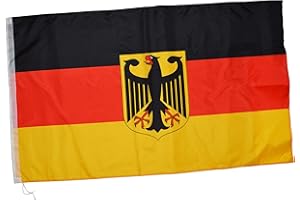 thb Richter Deutschlandfahne mit Adler Bundesflagge Schwenkfahne Stockflagge Schwenkflagge Stabfahne Hohlsaum-Links Fahne Flagge ca. 90cm X 150cm Reißfest Flag Fanartikel Fußball Fan Germany
