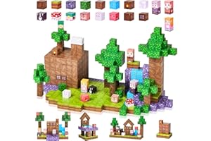 Gleamkid 123 PCS Magnetic Building Blocks,Build Forest Adventure Magnet World, STEM Sensory Toys for 3+ Year Old Boys Girls, Magnetic Cubes with 16 Unique Patterns for Creative Play & Learning