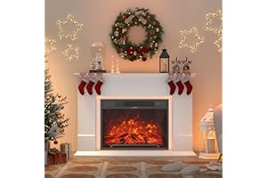 ‎GRAVFORCE GRAVFORCE Elektrokamin 23 inch Elektrischer Kamin mit LED 3D Realistischer Flammeneffekt Erwärmungsfreistehender mit Timer und 12-Farb-LED-Lichtband und Fernbedienung Standkamin weiß