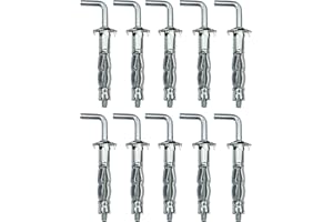 AERZETIX - C57885 - Lot de 10 - Cheville à Expansion Ø8x38 mm avec Crochet M4 en Forme ''L'' - pour plaques de plâtre Corps Creux cloison sèche - en Acier - Finition zingué Cr3+