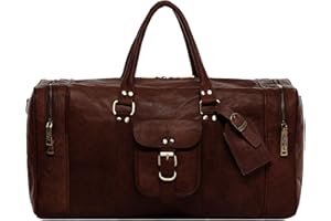 SID & VAIN Weekender Landon aus Vintage Leder I Sporttasche groß Herren 50 cm I Reisetasche Kabinengröße Dunkelbraun handgefertigt