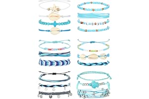 Kakonia 20PCS VSCO Bracelets Surfer Wave Bracelets Réglable Chaîne de Perles Bracelet Fait Main Amitié Bracelet Chaîne Été Plage Boho Bracelets Bracelets de Cheville pour Femme