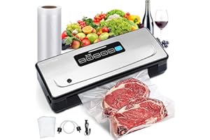 INKBIRD Macchina Sottovuoto Alimenti, Macchina per Sottovuoto per Alimenti Freschi e Secchi, Vuoto Esterno, Sigillatore Sottovuoto con Taglierina Incorporata, 1 Rotolo e 5 Buste Inclusi, INK-VS02