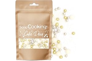ScrapCooking - Décors Sucrés Féerique 80g - Doré, Argent, Blanc - Perles en Sucre Décoration Pâtisserie, Desserts, Gâteaux, Biscuits, Cupcakes, Anniversaires - Cake Design - 7445