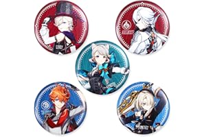 UTIEHD Genshin Impact Badges de Personnages Fatui 75mm Grande Taille - Arlecchino, Lyney, Lynette, Freminet & Tartaglia (Lot de 5)