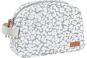 BÉABA, Trousse de toilette Bebe, Trousse de Soin bebe, Sac Geneve, Tissu Impermeable, 2 poches intérieures, Cherry blossom Gris