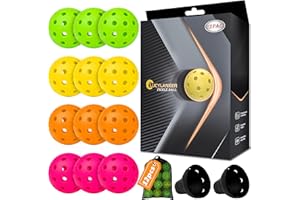 LUCYLANKER Palline da Pickleball da Esterno, Palline da Pickleball a 40 Fori con Borsa in Rete & 2 Riciclatori di Palline, Alto Rimbalzo & Resistente per Tutti gli Stili, Paddle & Campo da Pickleball