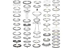 icyant Collana girocollo nera Set 52 pezzi Collane girocollo gotiche Set girocollo gotico regolabile Girocolli classici per donne e ragazze, Festa di compleanno di Natale Matrimonio