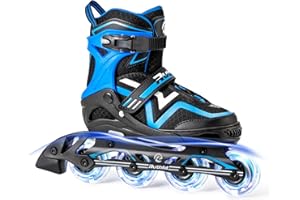 Ruthfot Verstellbare Inline Skates für Kinder Jungen und Mädchen, Leucht-Skates für Kinder von 6-12 Jahren Outdoor-Leuchtpatinen für Frauen und Männer