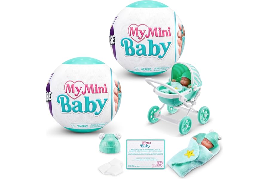 My Mini Baby Series 1, 2 Capsules, By ZURU, Collectible Mystery Capsule, Toy for Girls, Realistic Miniature Baby, Playset and Accessories (2 Capsules)