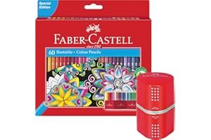 Lápices de colores "Castell" de Faber-Castell, caja de cartón de 60 lápices, 1 Spitzer + 60 Stifte
