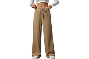 Neteson Pantalones Mujer Otoño Invierno Cómodos Pantalones Anchos Casual Pantalones Largos Cintura Alta con Bolsillos