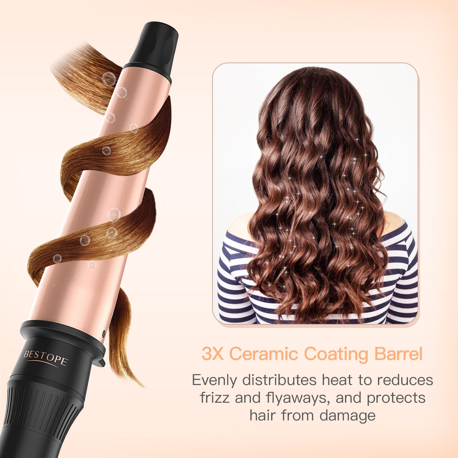 Bestope Curling Tongs 25mm 32mm 38mm Tapered Hair Curlers
