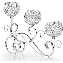 Sziqiqi Set van 6 zilveren metalen kaarsenhouders voor bruiloftstafel, 48 cm hoog, met glas, voor eetkamer, café, tafeldecoratie