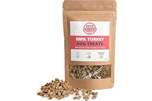 Pets Purest Friandises Naturelles pour Chiens 100% Dinde - Friandises Savoureuses Hypoallergéniques sans Céréales, Faibles en Matières Grasses et Riches en Protéines pour Chiens, Chiots et Seniors