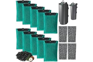 beaufan 1 Set Cartuccia Filtro di Sostituzione per Acquario Compatibile con Il Filtro Tetra EasyCrystal Aquarium C250 e C300, Contanti 10 Filtri a Carbone Attivo e 4 Filtri a Schiuma per Imballaggio
