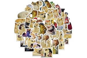 BRIC DODO Lot de 50 autocollants Doge pour voiture, ordinateur portable, téléphone, guitare, skateboard, moto, vélo, Meme Stickers en vinyle imperméable, esthétique, pour adolescents, enfants, adultes