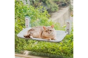 EDAGNY Hamac Chat Fenetre Confort aTapis Réversible et Lavable - 54x30cm Hamac pour Chat Lit Fenetre Structure Métallique Robuste Supporte 18kg, Gris M