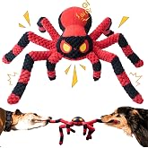 LEGEND SANDY Great Dog Toy to Keep Them Busy, Interactive Dog Toys, Squeaky Pet Toy, Tug of War Puppy Toy (Red Spider)