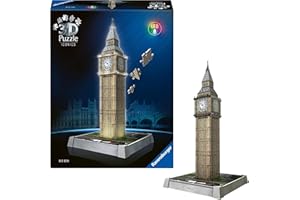 Ravensburger - Puzzle 3D Adultos Iconics: Big Ben LED | Puzzles 3D para Adultos | Maquetas para Montar De 216 Piezas | Regalo Adulto | Regalo Navidad