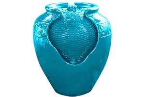 Teamson Home Fontana d'Acqua Verde con Luci per Giardino, Cascata per Esterni