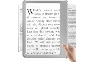 NZQXJXZ Szkło powiększające do czytania, 5-krotna duża i lekka lupa zapewnia pełny obszar wyświetlania strony, idealna ręczna lupa do czytania małych wydruków i osób słabowidzących, srebrne