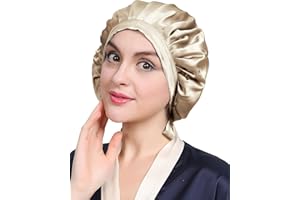 LilySilk 100% Pure Mulberry Silk Sleep Cap for Hair Care Women 19 Momme, Natural Silk Bonnet for Sleeping, Soft Silk Hair Wrap Elastic Stay on Head
