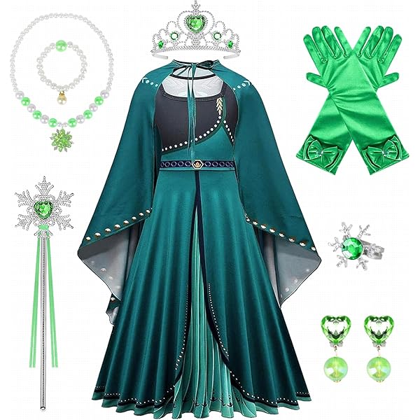 Lito Angels Meisjes Kinderen Prinses Koningin Kroning Jurk Halloween Kostuum Verjaardagsfeest Fancy Outfit Leeftijd 12-14 jaar oud Groen 291