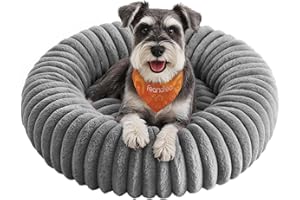 Feandrea Hundebett, großes Katzenbett, 70 cm Durchmesser, Hundekörbchen, Hundekissen waschbar, weiche Polsterung, rutschfest, Taubengrau PGW303GD01