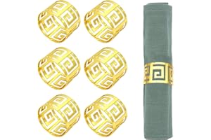 ELIONLESS Napkin Rings, Pack of 6 Metal Napkin Holders Buckles Gold Napkin Rings for Christmas, Thanksgiving, Wedding, Party, Dinner, Table Decoration