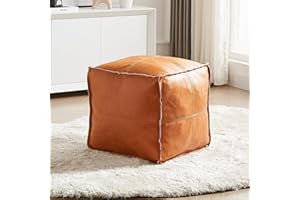 Louis Donné Unstuffed Ottoman Cover Pouf Quadratisches Sitzpouf Fußhocker Holster Ungefüllt PU-Leder Sitzpuff Fußschemel für In- & Outdoor 45x45x45cm (Braun)(ONLY Cover)