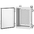 Gratury Junction Box, IP67 Waterproof Plastic Enclosure for Electrical Project, Hinged Transparent Cover, Includes Mounting Plate and Wall Bracket 220×170×110mm (8.6"×6.7"×4.3" TC)