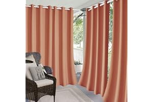 Hiseng Cortina de Exterior Impermeable, Cortinas de Exterior para Terraza Cortina Exterior con Ojales Resistente al Sol 1 Pieza Cortinas Opacas Termicas Exterior (280x241cm,Naranja)