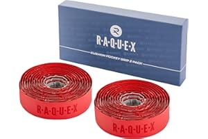 Raquex Cushion PU Hockey Stick Grip 2 Pack: Super Grippy, Soft & Absorbent Hockey Stick Tape - Self-adhesive Backing - Extra long length - With Recyclable Cardboard Gift Box