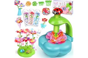 ZippyZoom Arts and Crafts Kit for Kids Ages 4-9: DIY Flower Bloom Maker Set with Music Light Base, Vase, Fridge Magnets & Cards – Birthday Gift for Girls and Boys
