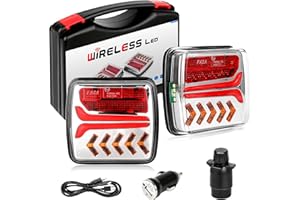 ‎WARMFAY Warmfay Magnetische Kabellose LED Rückleuchten 12/24 V, Wiederaufladbare Anhänger Beleuchtung Set, ECE-EMV-Geprüft, Wasserdicht Funk Rücklichter für LKW Anhänger Traktor PKW
