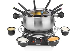 Tristar Appareil à fondue électrique - Pour tous types de fondues - Thermostat réglable - Pour 8 personnes - 1,5 L - Fourchettes incluses