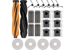 REBIRTHCARE Accesorios para Dreame X50 Ultra Complete/L50 Pro Ultra/X50 Master Robot Aspirador, 2 cepillos principales, 6 bolsas para el polvo, 4 filtros HEPA, 6 cepillos laterales, 4 paños
