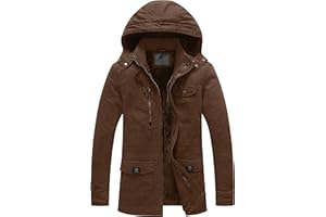 WenVen Chaquetas de Abrigo con Capucha para Hombre Parka Cálida de Invierno Rompevientos Abrigos de Algodón Chaqueta al Aire Libre de Estilo Militar Hombre