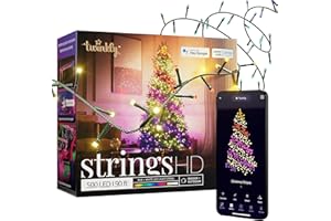 Twinkly Strings HD – 500 RBG + Warm White LEDs, 27.5 Meters, Green Wire, Indoor/Outdoor Lighting Decoration