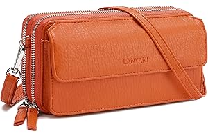 Lanyani Women Wallet RFID Blocking Phone Wallet Wrist Clutch Small Bag with Strap
