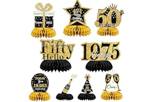 YDUNARISE Deko 50. Geburtstag Mann Schwarz Gold,9 STK 50. Geburtstag Bienenwaben Deko,50.Geburtstag Tischdeko für Männer Frauen,50 Geburtstag Party Deko (Schwarz Gold Deko 50.)