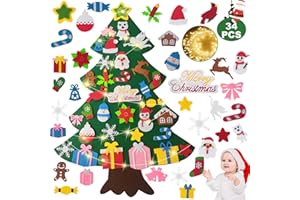 Niserelesa DIY Felt Christmas Tree Set, 3.28ft Wall Hanging Xmas Tree Kit for Kids with 33 Ornaments, Perfect for Home, Door, Window Decor, Fun and Interactive Christmas Decoration for Toddlers