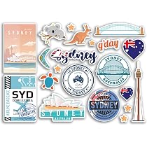 A5 Aufkleberbogen 'Adelaide' – Vinyl-Sticker Mit Sehenswürdigkeiten, Für Scrapbook & Deko (glänzend, 100 Mikron)