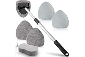 Funyord Nettoyant pour vitres de voiture, 65 cm, extensible, avec 4 tampons en microfibre, vaporisateurs et éponge de lavage