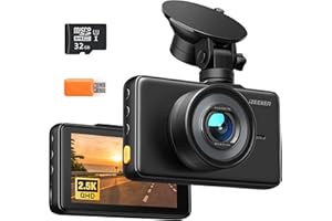 iZEEKER 2.5K Dashcam, Dash CAM Coche 1440P con Tarjeta SD de 32 GB, Camara Coche Grabadora, Pantalla IPS de 3", Visión Nocturna, WDR, Gran 170°, Grabación en Bucle, Sensor G, Modo de Aparcamiento 24H