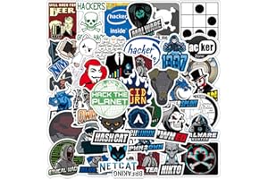 AFFOTO 50 Piezas de Pegatinas de El Hacker,Pegatinas para Ordenador Portatil Agenda Laptop Skate Botella Agua Guitarras Maletas equipajes Coches y Bicicletas,Hacker Impermeable Vinilo Pegatinas